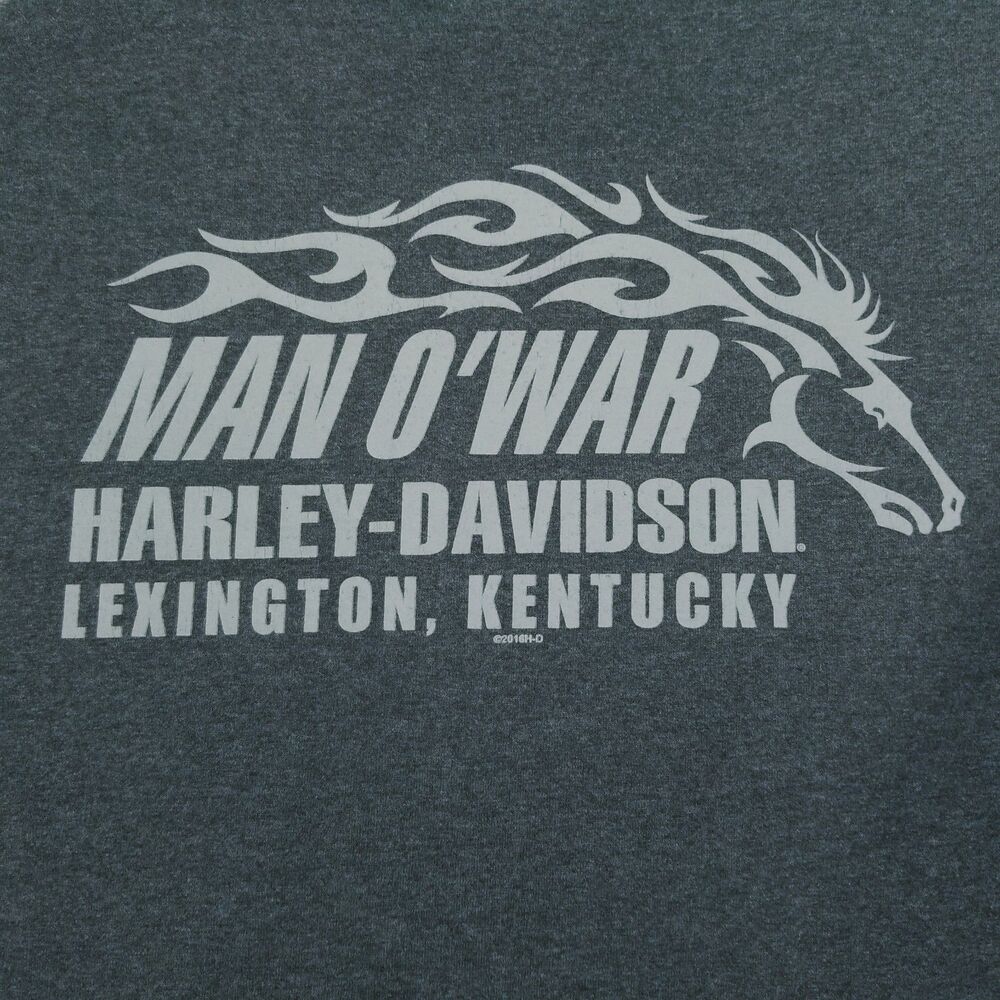 Harley Davidson TShirt Adult XL Gray Pocket Man O War Lexington KY Biker